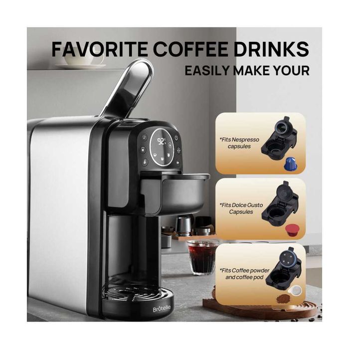 Máquina de Café 3‑em‑1 Digital - Nespresso - Dolce Gusto - Café em Pó - 1400W - 20 Bar - NOVO - Envio Gratuito