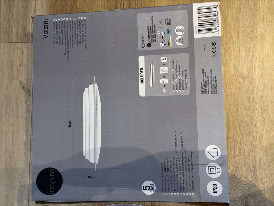 Duży plafon INSPIRE Vizzini 56 cm z pilotem , 4600 lumenow