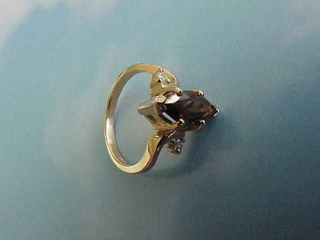Złoty 14K 585 Pierścionek Markiza szlif Prawdziwy Turmalin 1,54ct