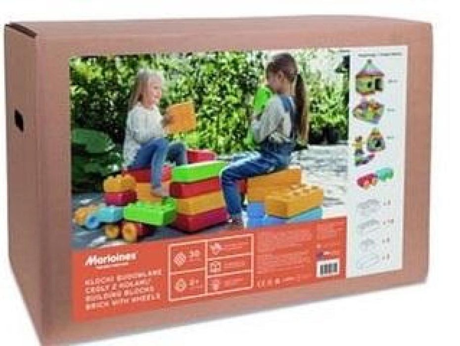 Klocki Budowlane Cegły z kołami 30el pudełko,800x510 mm