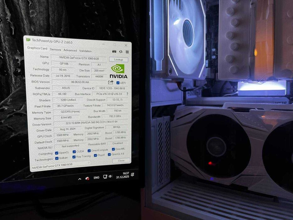 Відеокарта ASUS GTX 1060 6GB Dual OC White, б/в