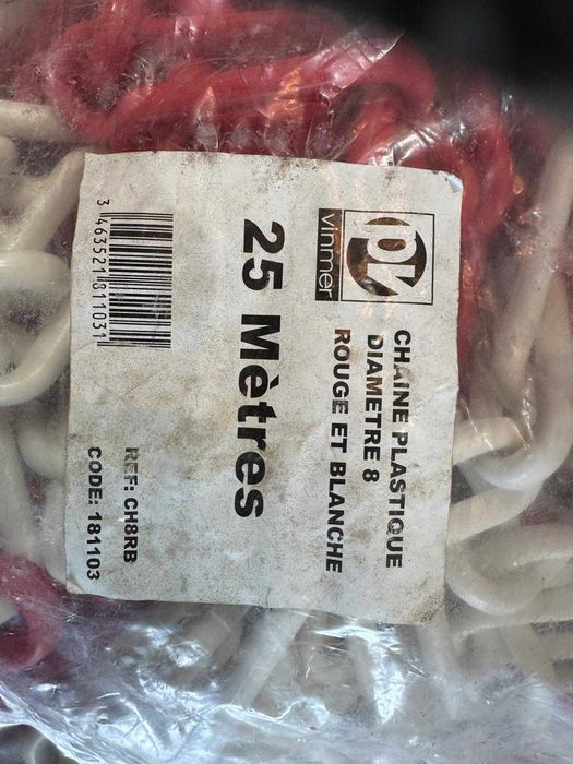 Lote 2 pacotes corrente plástica de 8 mm. cada embalagem contém 25 m