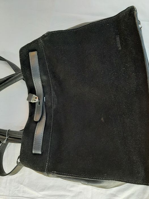 torba do pracy czarna, skóra, zamsz L.CREDI