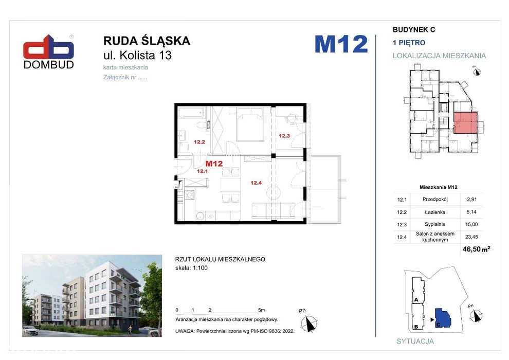 Ruda Śląska, ul.Kolista, pow. 46 m2