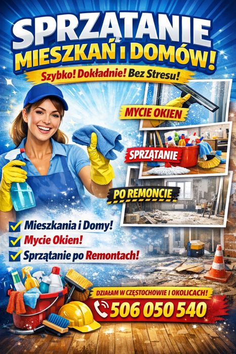 SPRZĄTANIE MIESZKAŃ I DOMÓW  Szybko • Dokładnie • Bez stresu