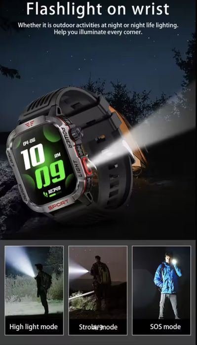 HT29 inteligentny zegarek latarka LED lampa-kompas