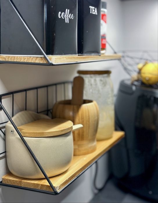 Półka ścienna wisząca loft drewniana metalowa 35 cm