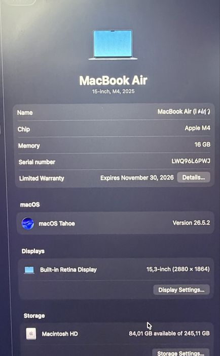 McBook M4 2025 15’3 - Gwarancja