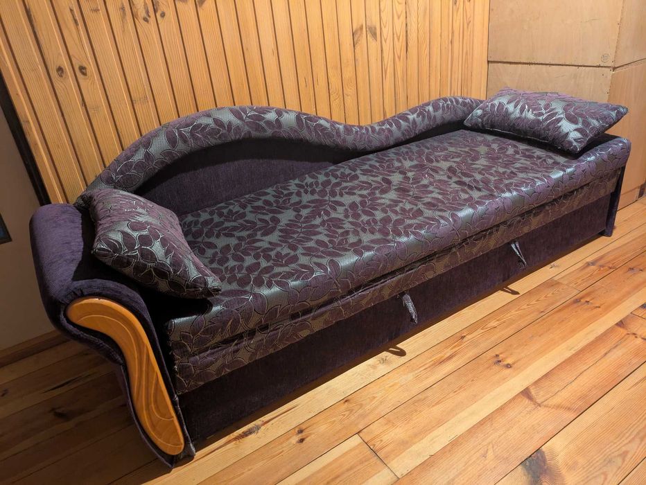 Sofa rozkładana srebrno-fioletowa