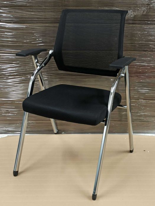 Krzesło składane konferencyjne czarny mesh podstawa chrom OUTLET! 6szt D41