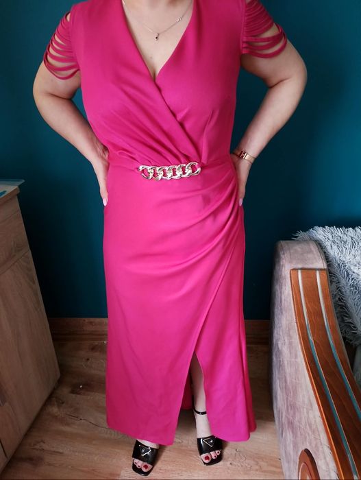 Sukienka maxi fuksja na wesele M