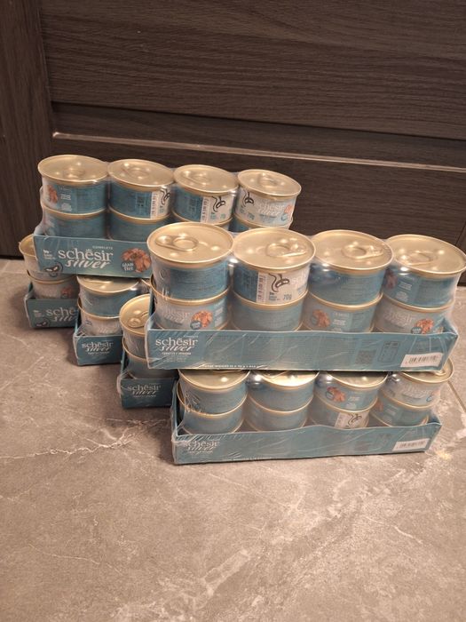 6x Schesir Silver, smak kurczaka i makreli, mokra karma dla starszych kotów (puszki 12 po 70 g)