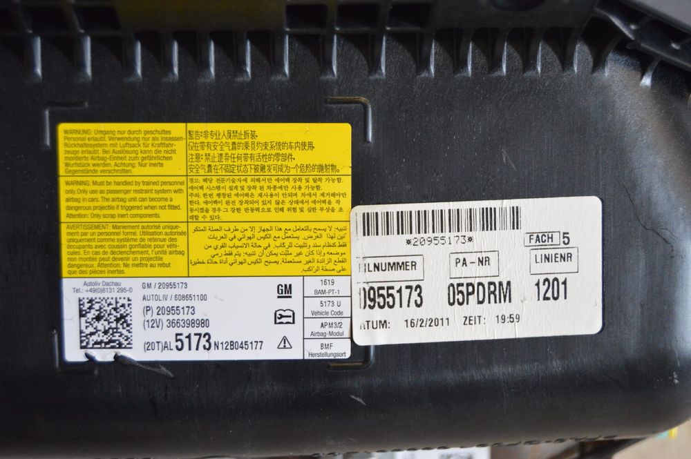 AIRBAG PASSAGEIRO 618893100A 618893100 20955173 366398980