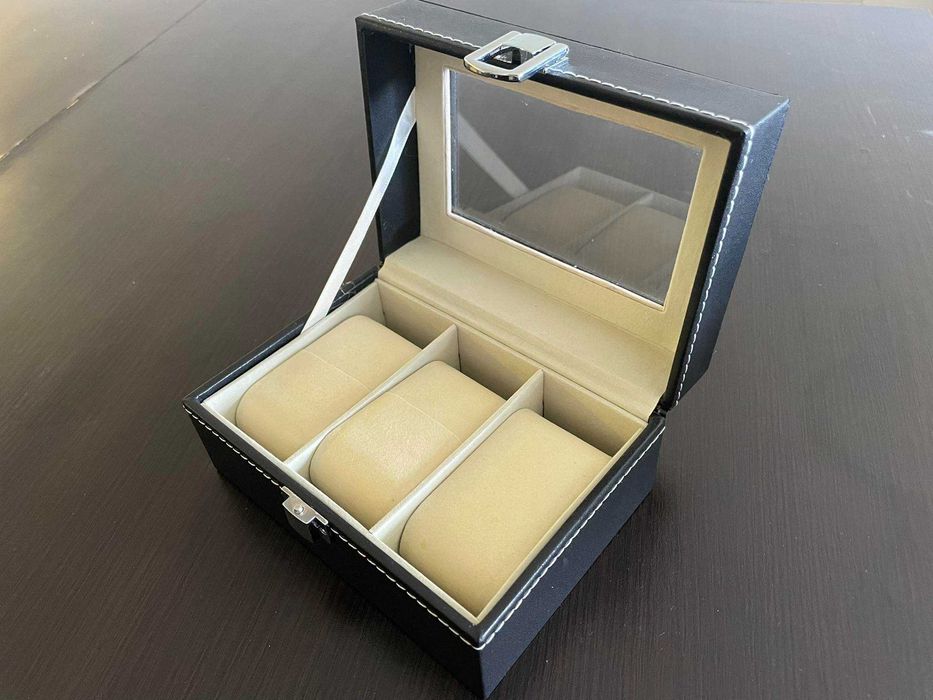 Etui na 3 zegarki, czarne, nowe