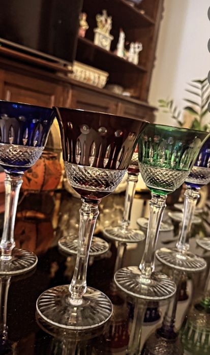 12 tacas coloridas cristal