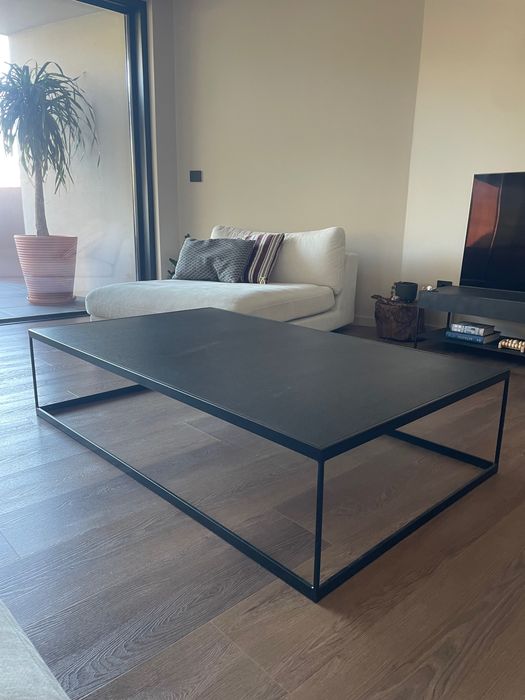 Metal-frame coffee table / side table with wooden top - Area64584403806593121