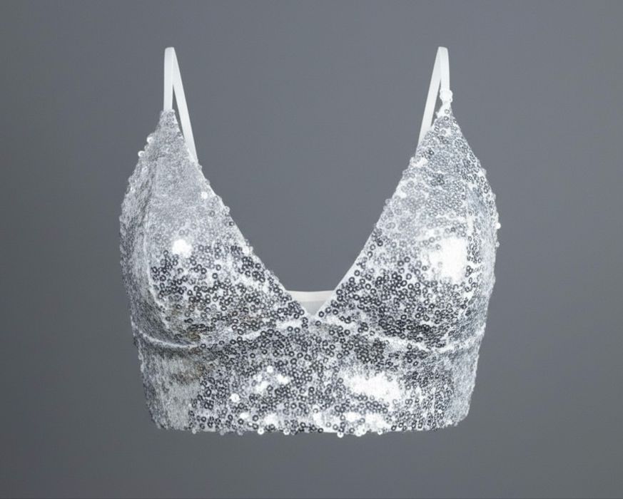 Top lantejoulas prateado NOVO