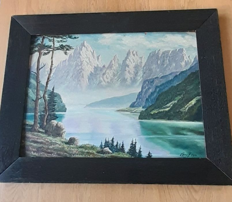 Obraz, pejzaż podpisany Graf 1944 wymiar 59 na 76