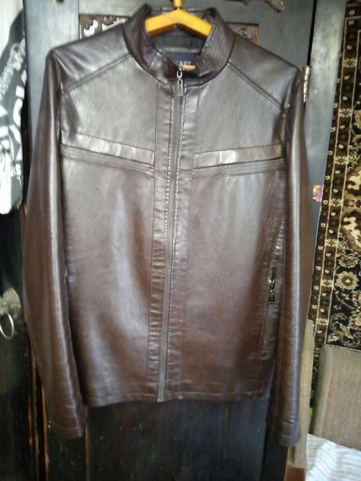 Чоловіча шкіряна куртка MAX&HT, розмір 52 (L/XL), коричнева