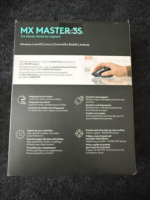 Logitech MX Master 3S — Rato sem fios 8000 DPI, Bluetooth, MagSpeed, Graphite462548007828203524