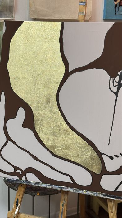 Картина в інтер‘єр “BREWED SERENITY” акриловий абстрактний живопис