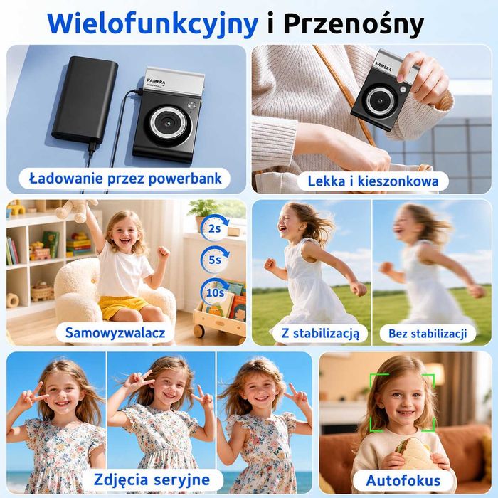 Chakeyake aparat cyfrowy 4K 64 MP – 18X ZOOM, 32 GB, LCD 2,4", VLOG