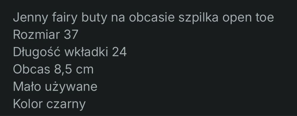Szpilki open toe Jenny Fairy czarne zamsz 37