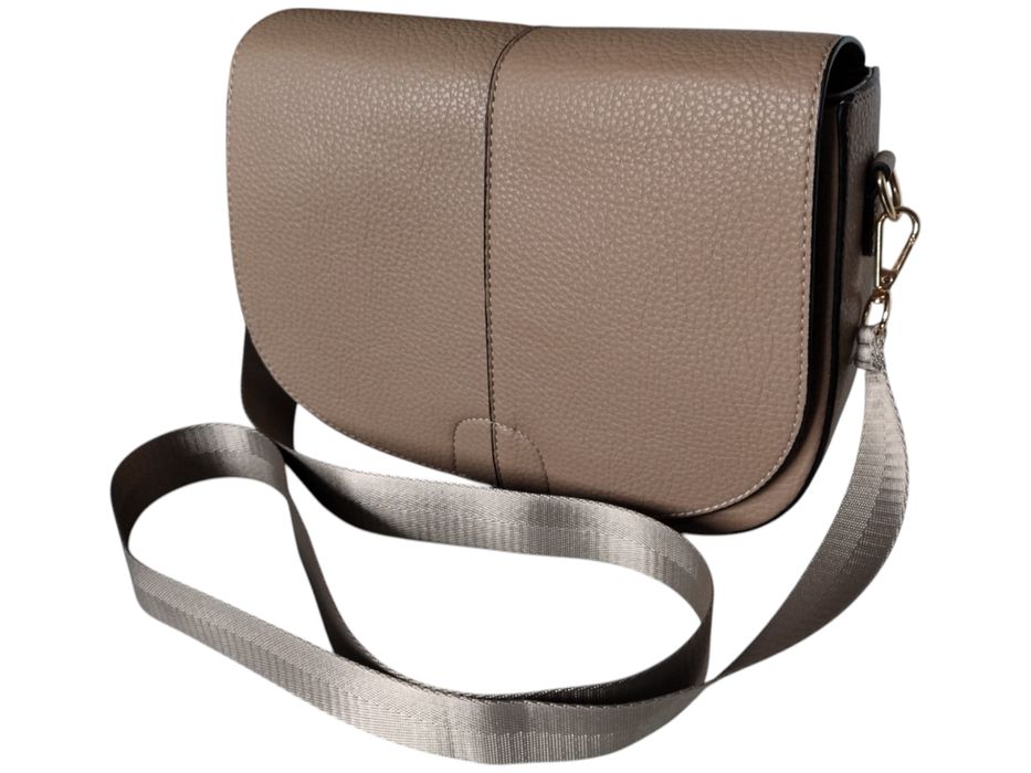 Listonoszka Na Ramię Torebka Damska Brązowa, Miejska A5 (2 Paski)