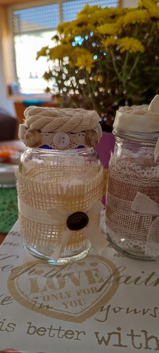 3 potes de vidro artesanais