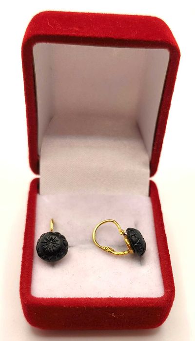 Złote kolczyki z czarnym turmalinem PR.750 W:1,12gr InterSKLEP