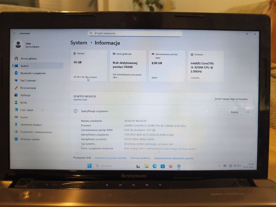 Laptop Lenovo Z580 Intel Core I5, 8gb ram