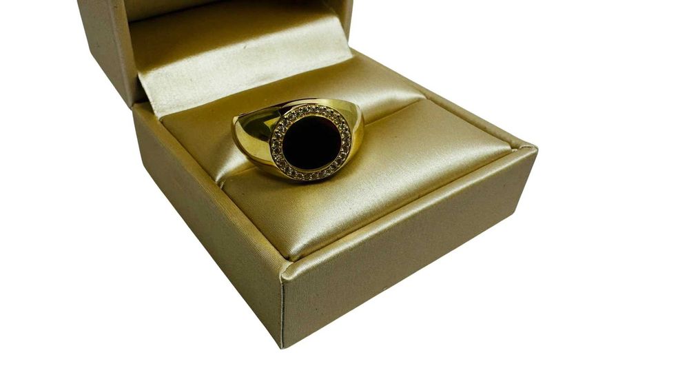 złoty sygnet cyrkonie próba 585 4,59g rozmiar 23 stan 10/10