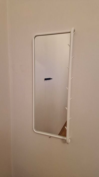 IKEA MOJLIGHET białe lustro z wieszakiem, misą, uchwytem