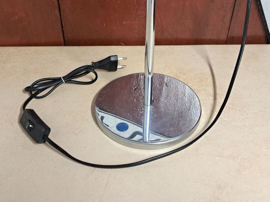 Lampa biurkowa vintage lata 70. Space Age zielona Chrom / PRL Design