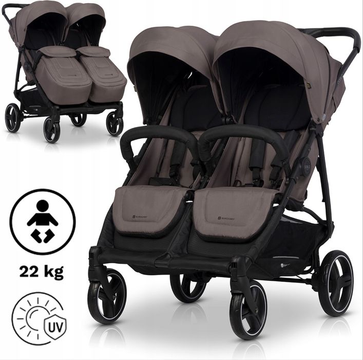 WÓZEK spacerowy BLIŹNIACZY + GONDOLA, rok po roku EURO-CART Doblo