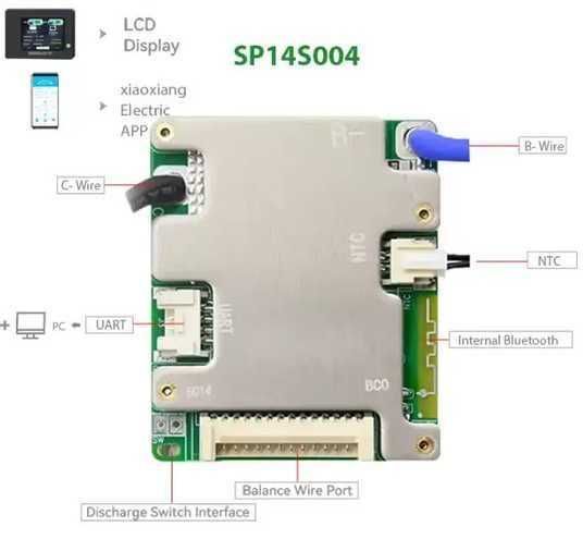 JBD SMART BMS 7-14S 50A(120A)max Bluetooth смарт бмс