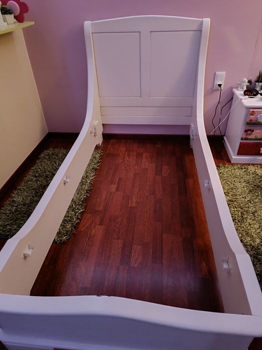 Cama madeira solteiro branca