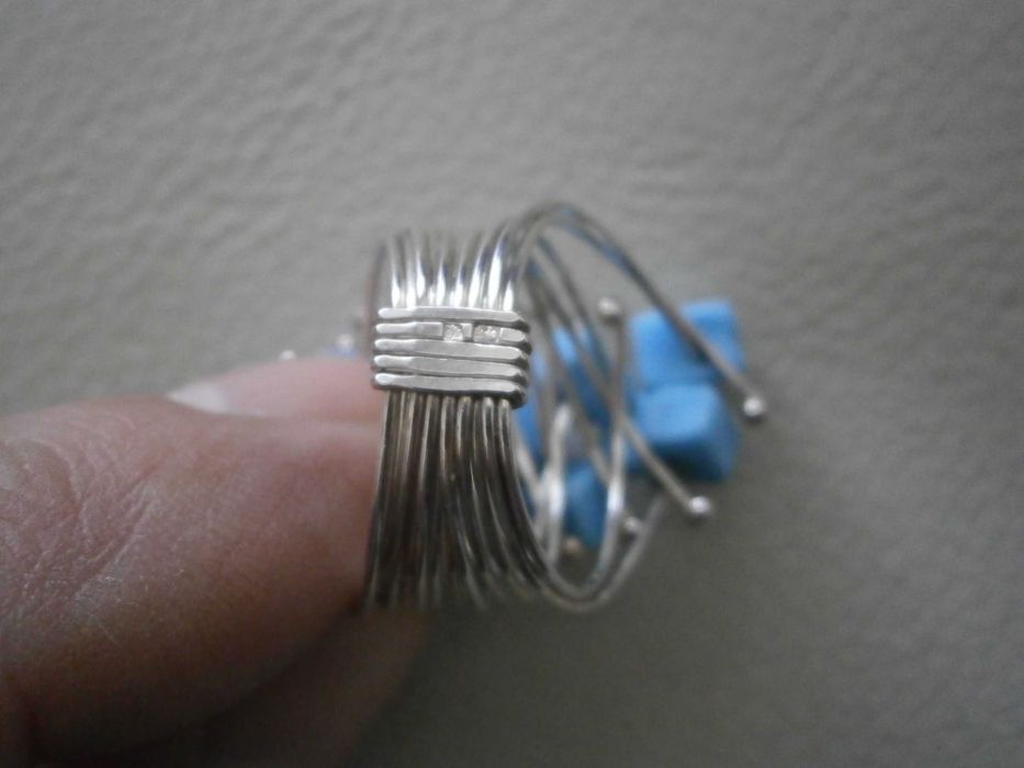 Anel+Brincos em prata incrustados com Pedra Turquesa Natural !