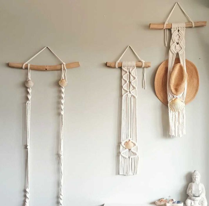 Macramé chapeleira (conjunto de 3)