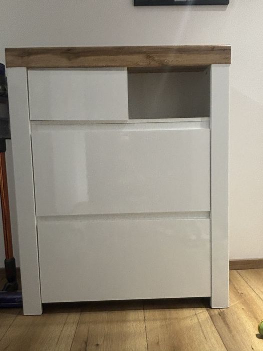 szafka Szafka na buty Holten 92 cm biały połysk/dąb wotan