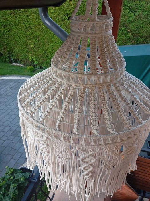 Abażur makrama, ze sznurka do altanki, ogrodu, do domu w stylu boho