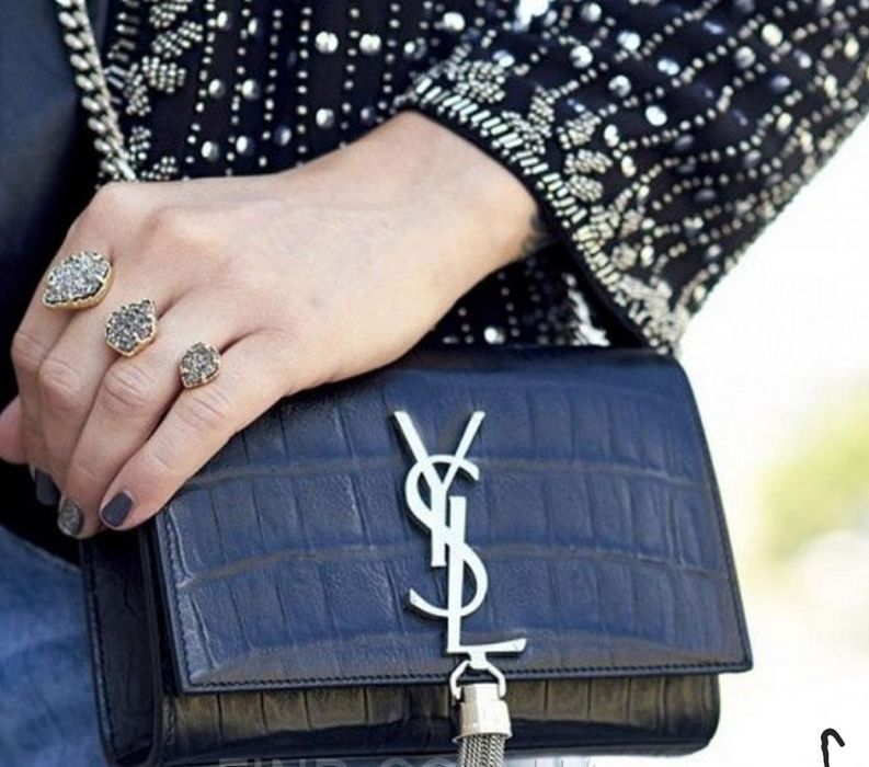 Женская сумка YSL Saint Laurent Tassel Medium Croc