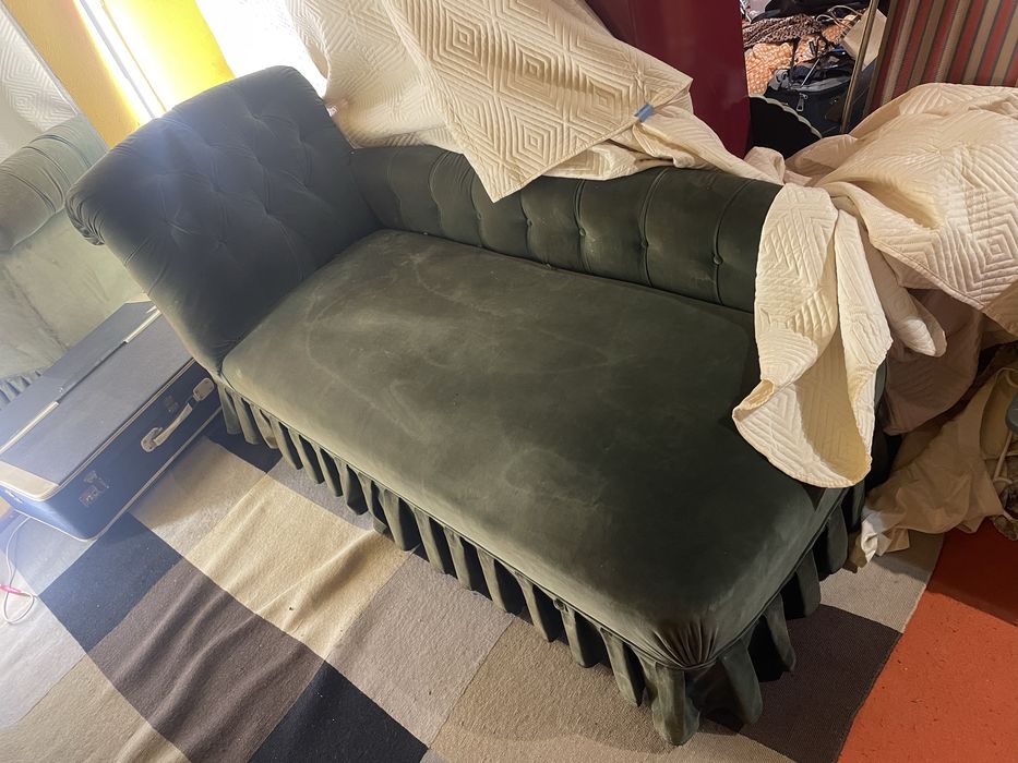 Chaise Long veludo verde