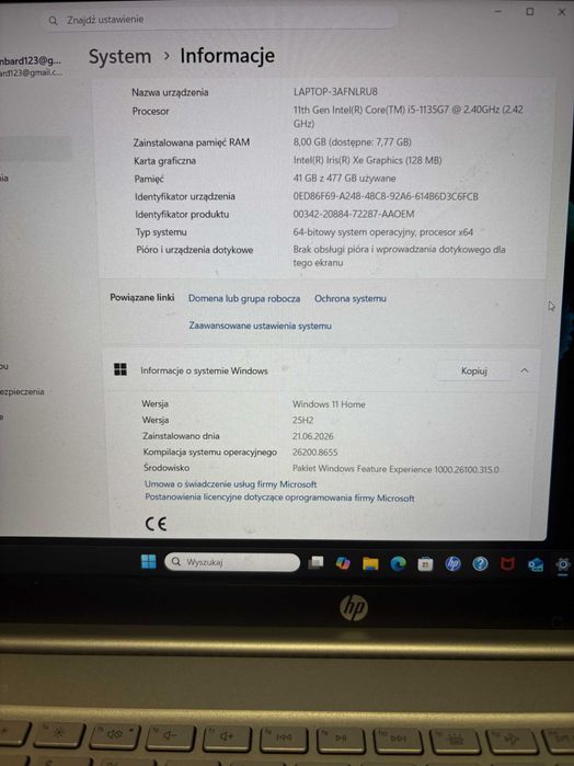 laptop hp pavilon  15-EG0052NW