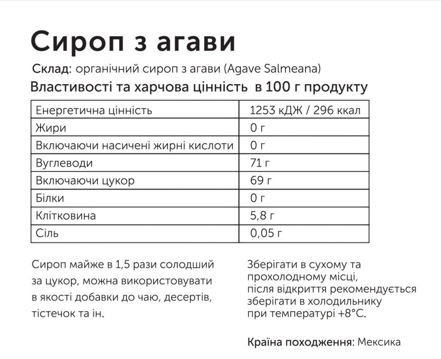 ОПТ Сироп Агави (бурштиновий) 25 кг