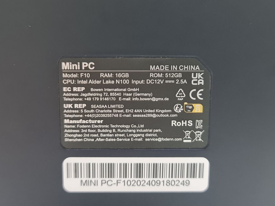 Міні ПК Foden F10 / Alder Lake N100/ 16/512GB