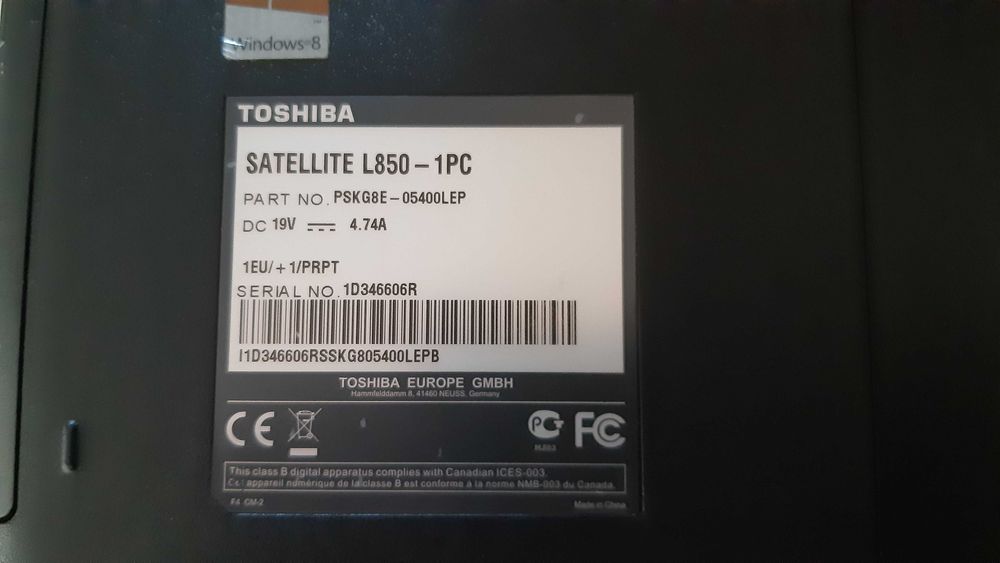 Portátil Toshiba Satellite L850