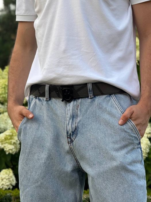 Ремінь Burberry чоловічий пасок шкіряний Барбері чорний ремень Барбери