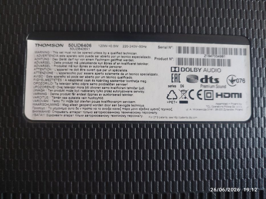 Vendo televisão Thompson 50 polegadas para peças ou que queira arranjar