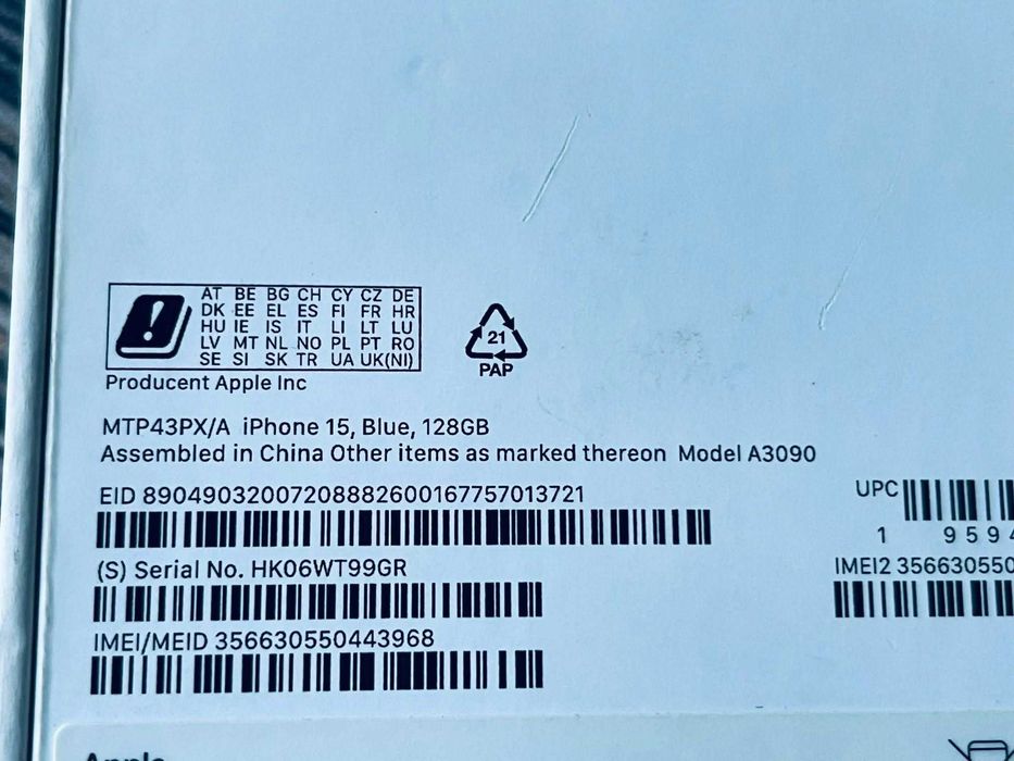 Smartfon APPLE iPhone 15 5G 128GB